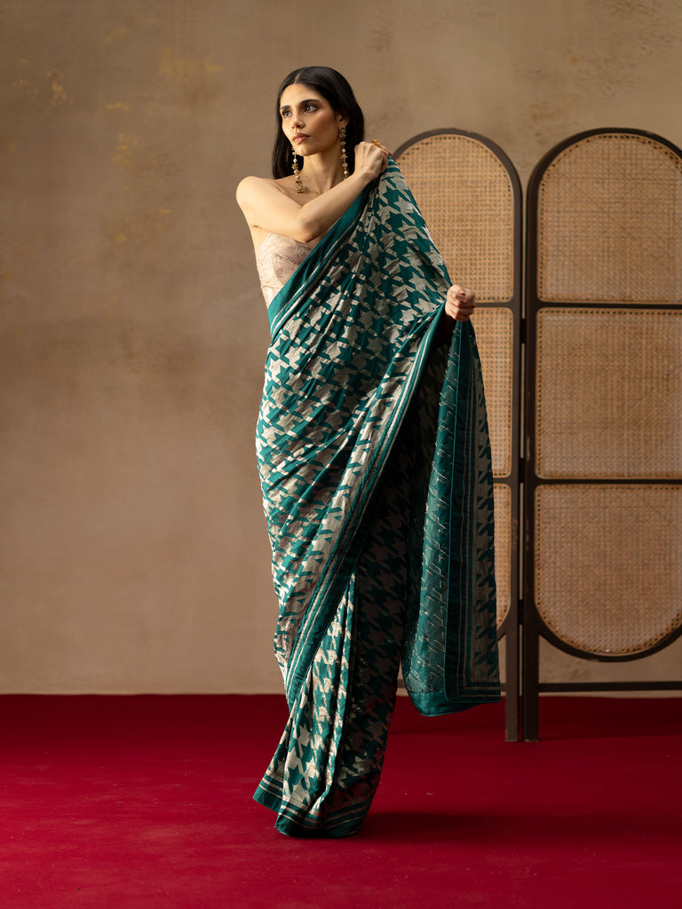 The Teal Blue Gerum Saree