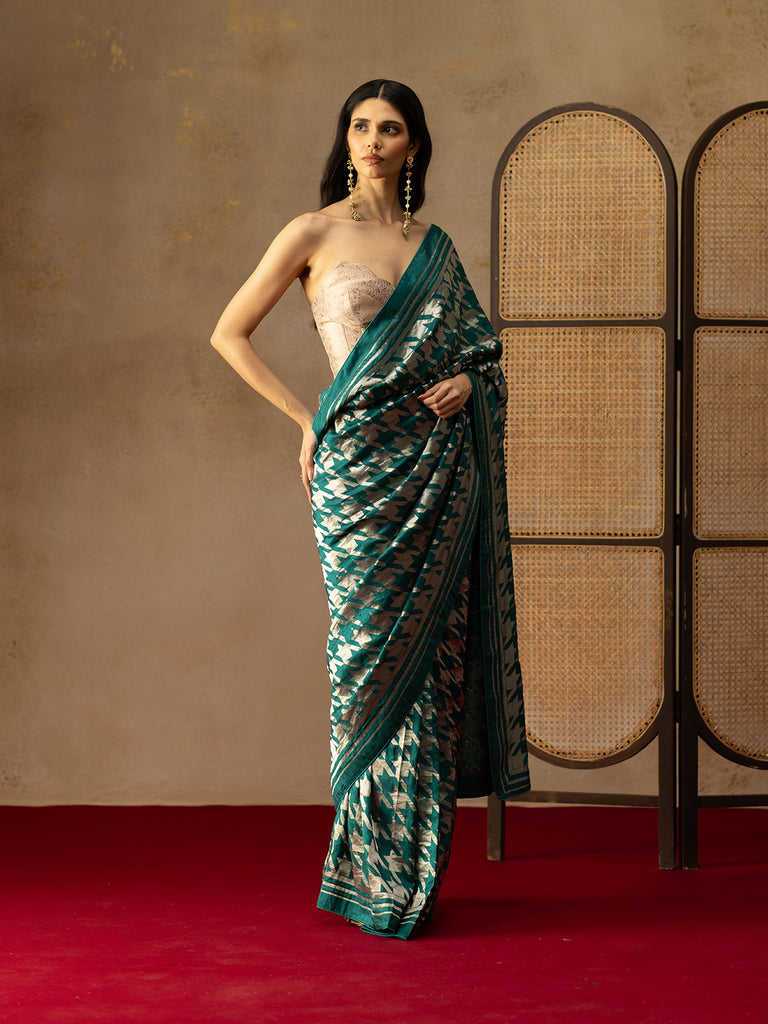 The Teal Blue Gerum Saree
