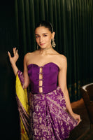 Alia Bhatt in Handwoven Purple Cheena Cheeni Emboss Saree
