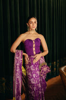 Alia Bhatt in Handwoven Purple Cheena Cheeni Emboss Saree
