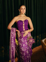 Alia Bhatt in Handwoven Purple Cheena Cheeni Emboss Saree