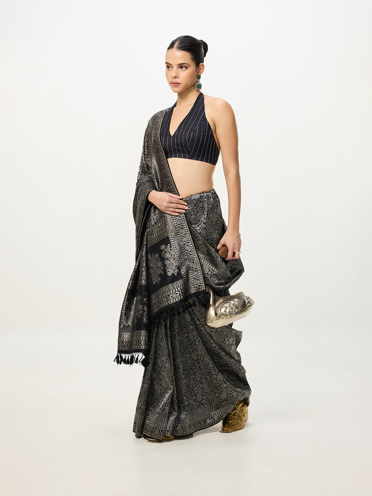 Handwoven Black Cutwork Banarasi Saree