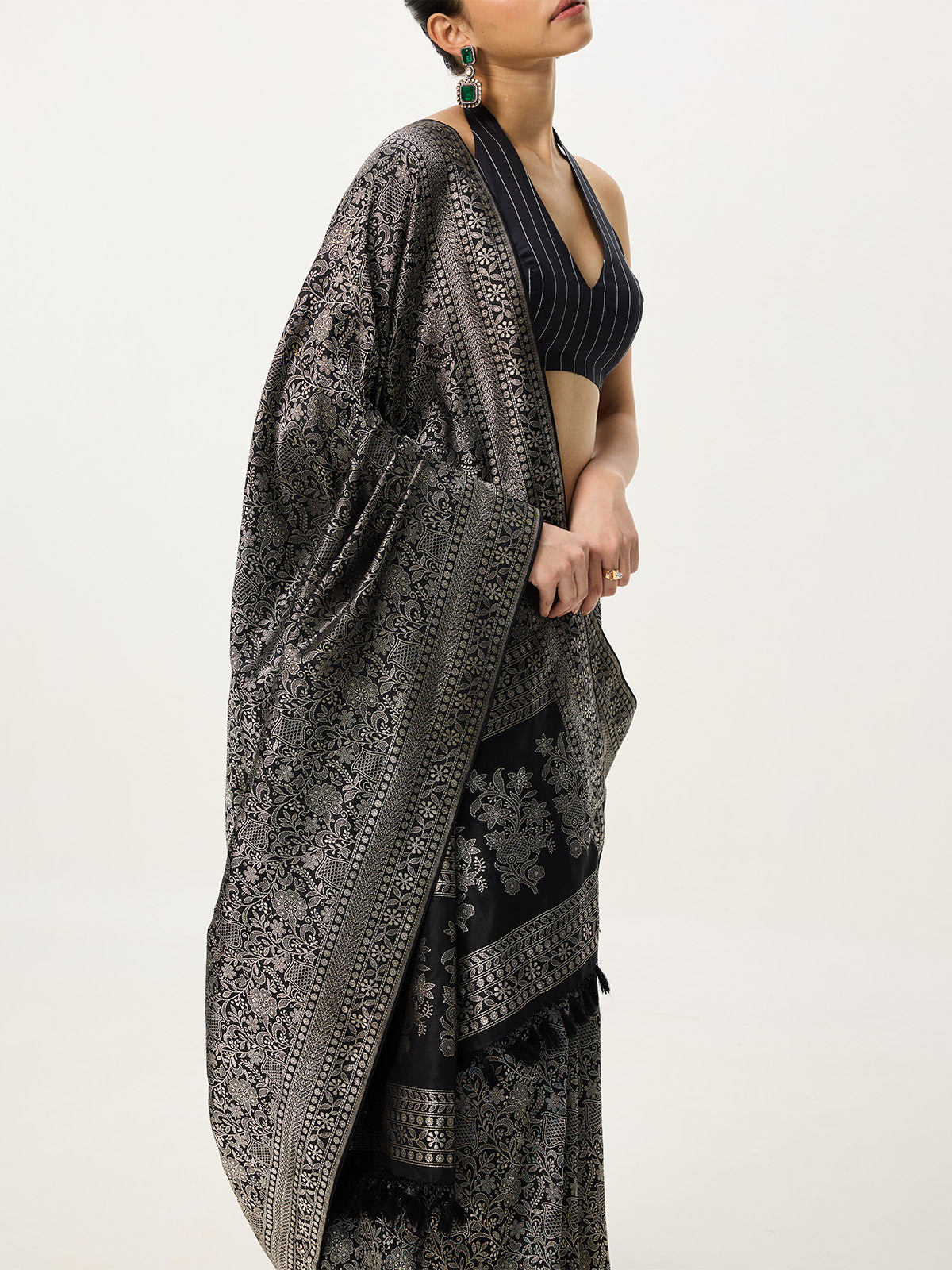Handwoven Black Cutwork Banarasi Saree