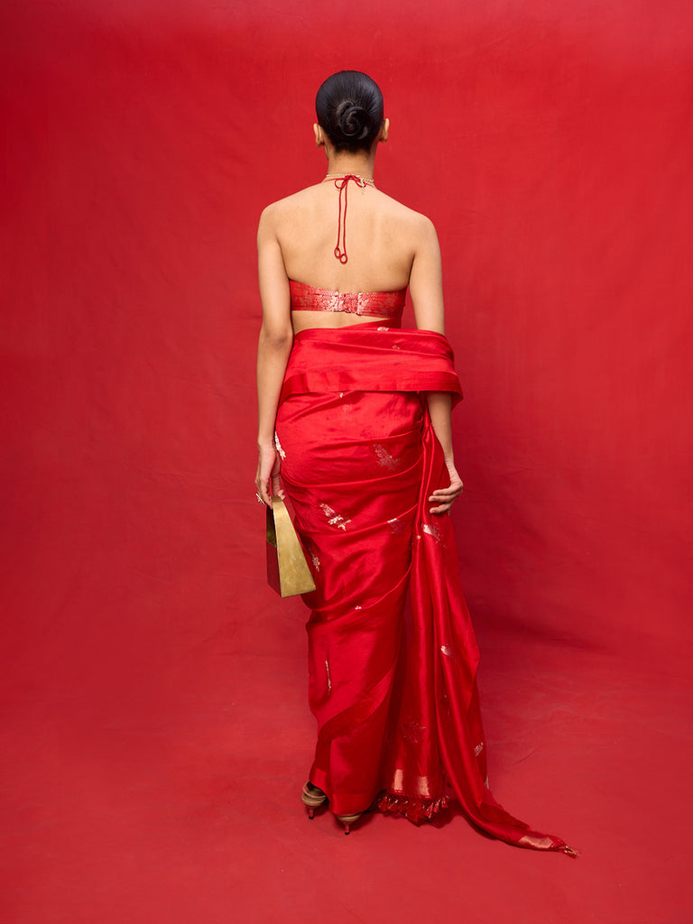 Handwoven Red Silk Banarasi Saree