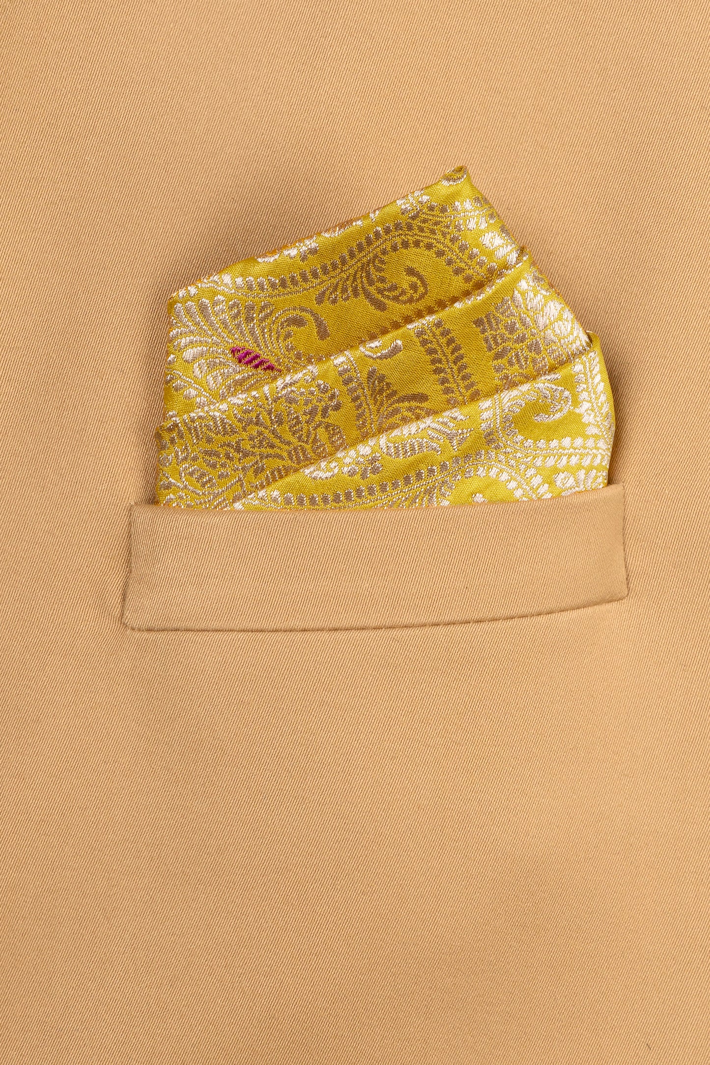 Handwoven Yellow Silk Pocket Square