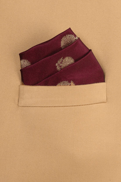 Handwoven Garnet Silk Pocket Square
