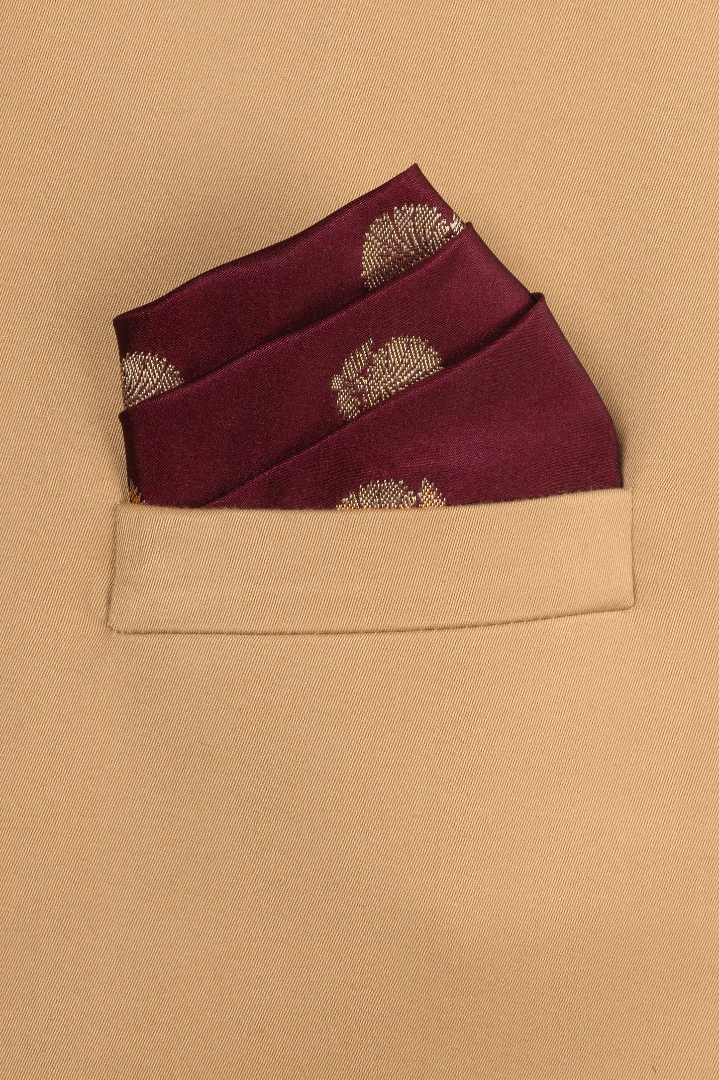 Handwoven Garnet Silk Pocket Square