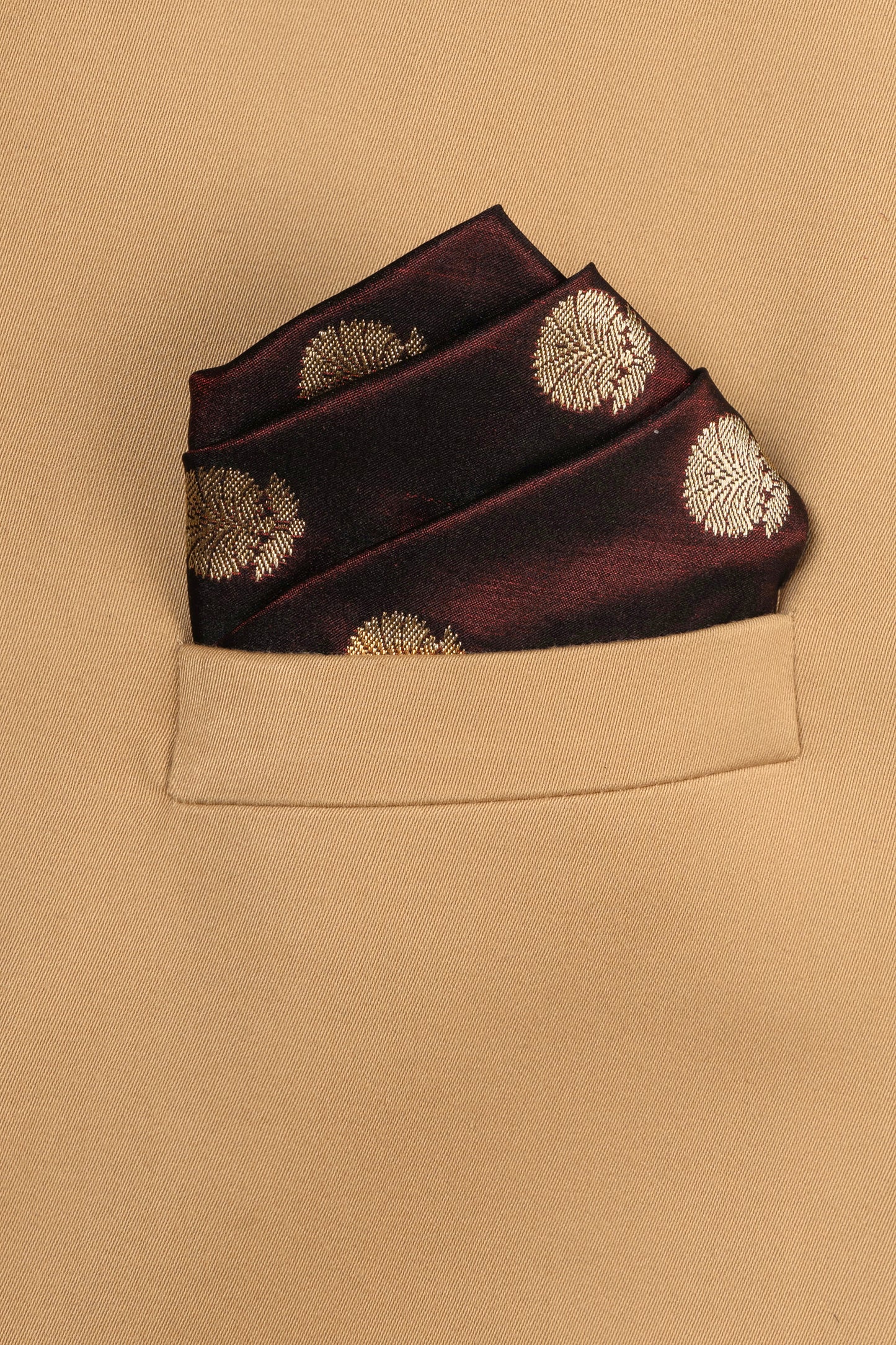 Handwoven Brown Silk Pocket Square