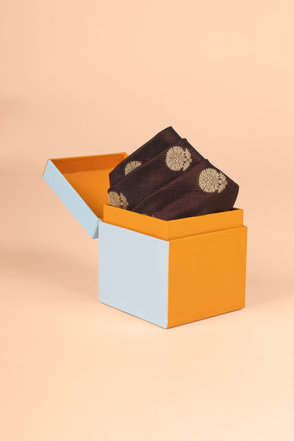 Handwoven Brown Silk Pocket Square