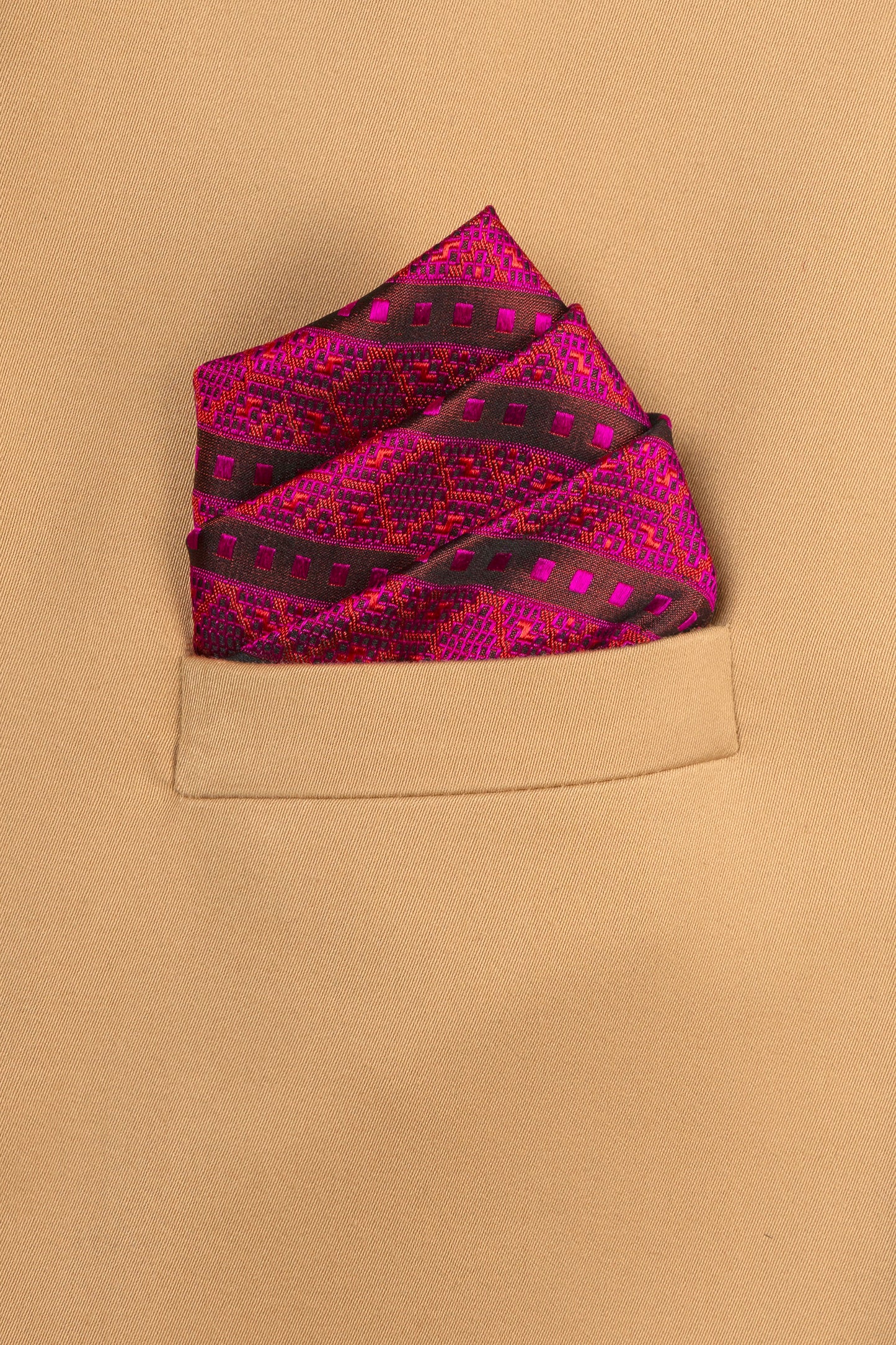 Handwoven Red Silk Pocket Square