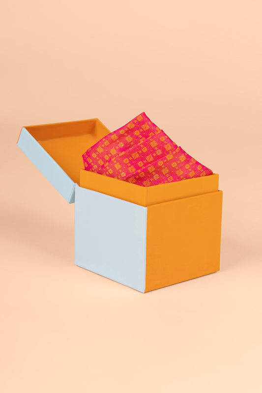 Handwoven Orange Silk Pocket Square