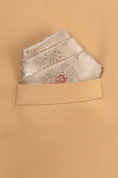 Handwoven Beige Silk Pocket Square