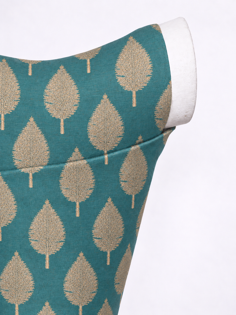 Handwoven Teal Blue Cutwork Blouse Fabric