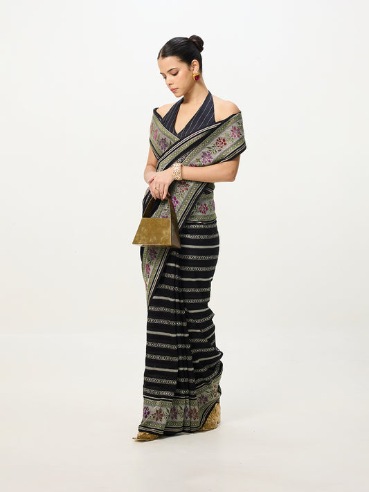 Handwoven Black Cutwork Banarasi Saree