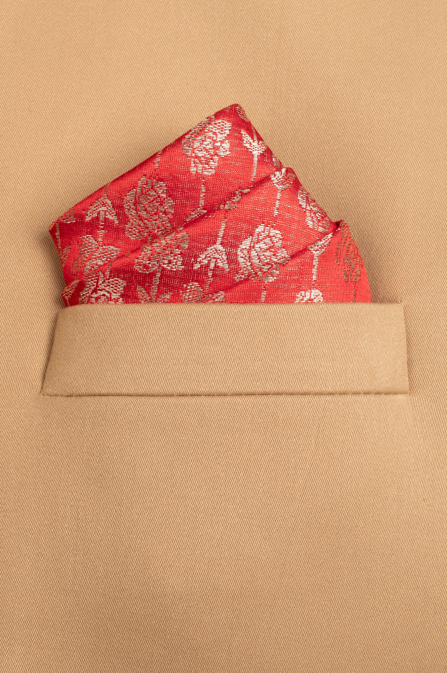 Handwoven Red Silk Pocket Square