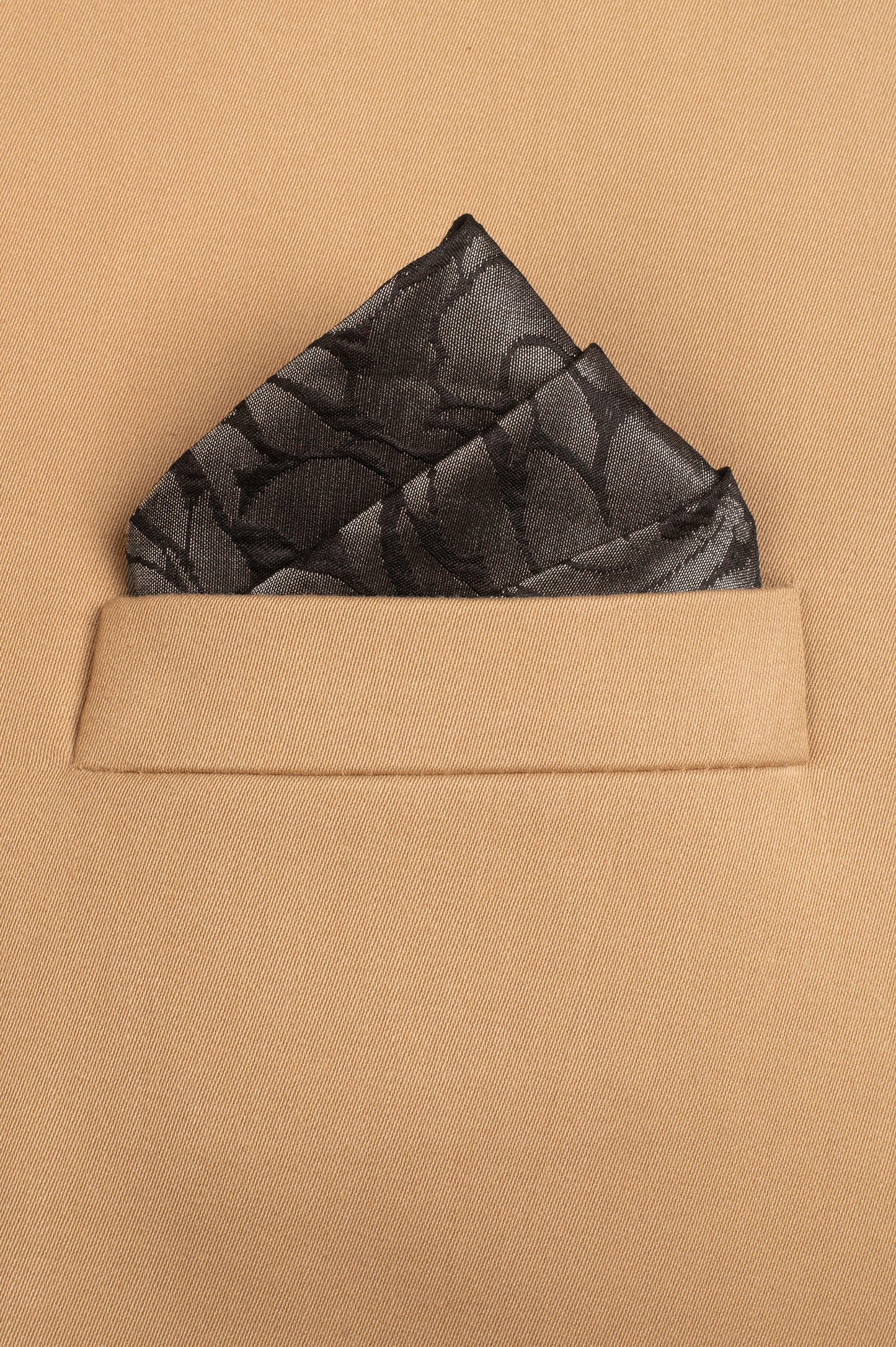 Handwoven Black Silk Pocket Square