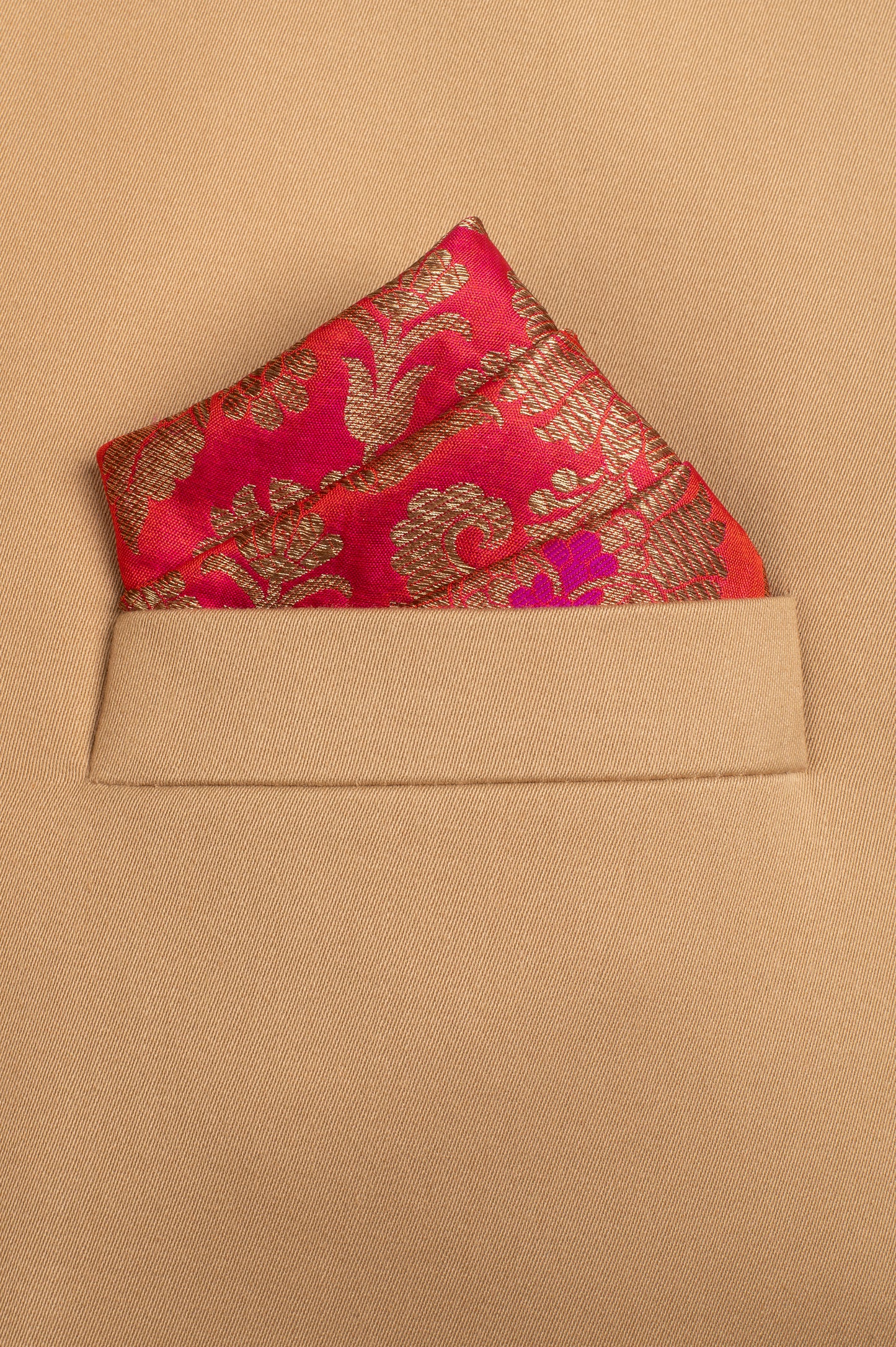 Handwoven Red Silk Pocket Square