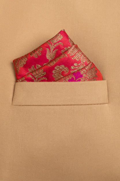 Handwoven Red Silk Pocket Square