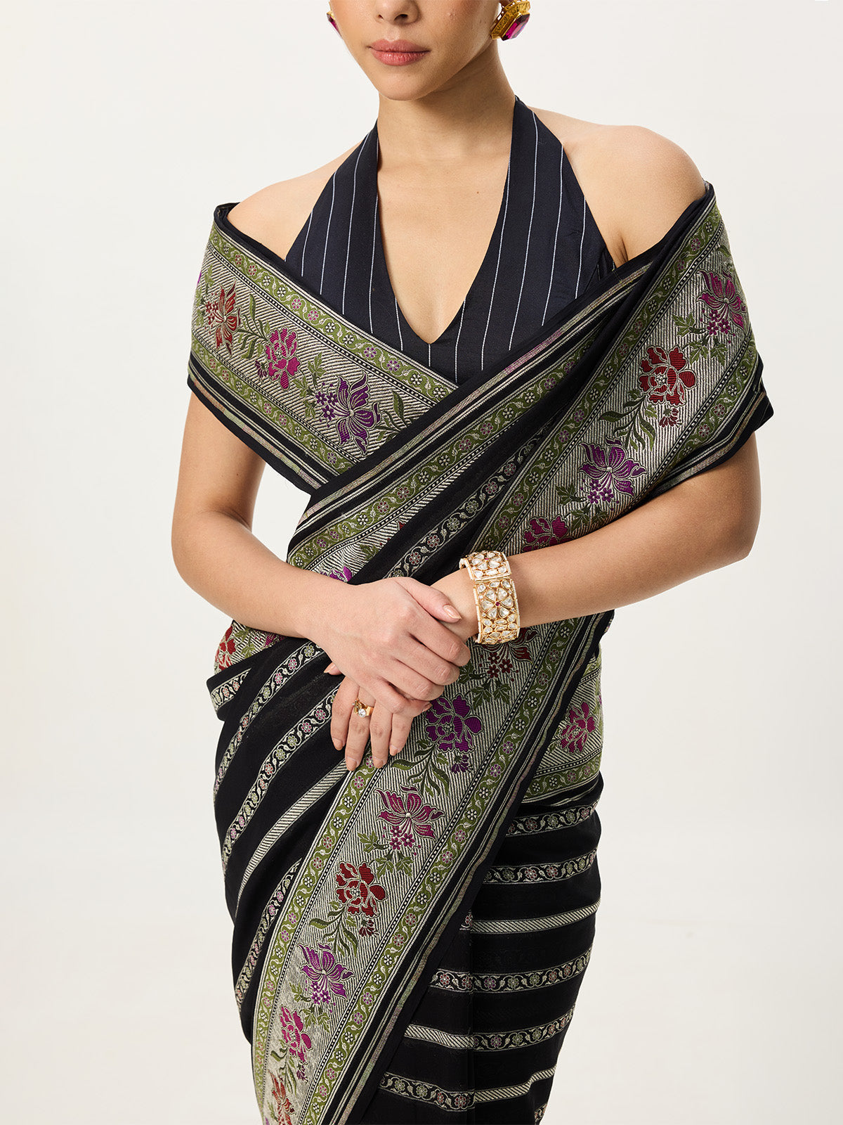 Handwoven Black Cutwork Banarasi Saree