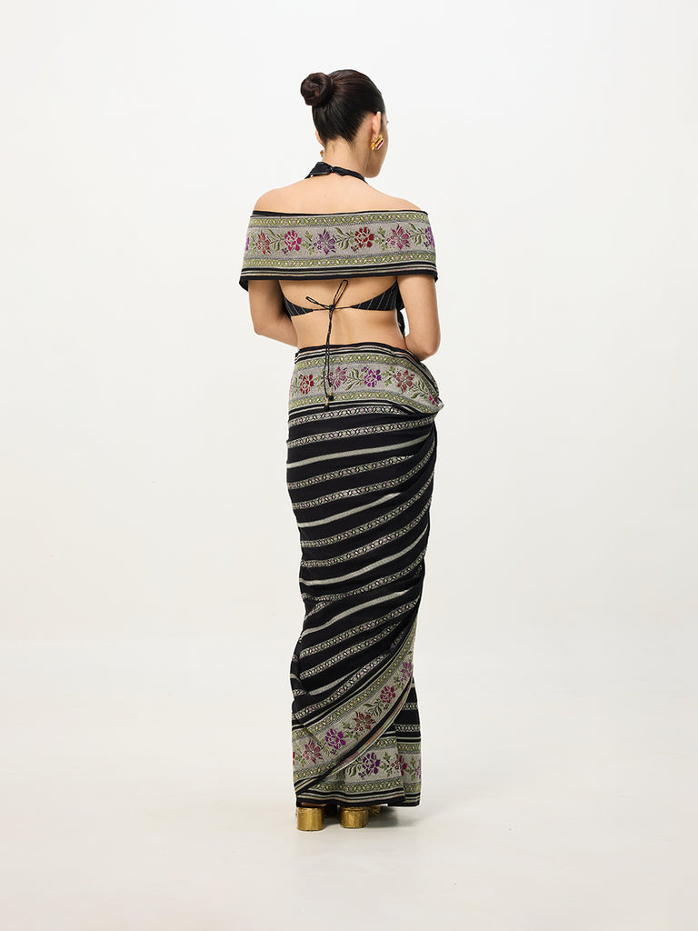 Handwoven Black Cutwork Banarasi Saree