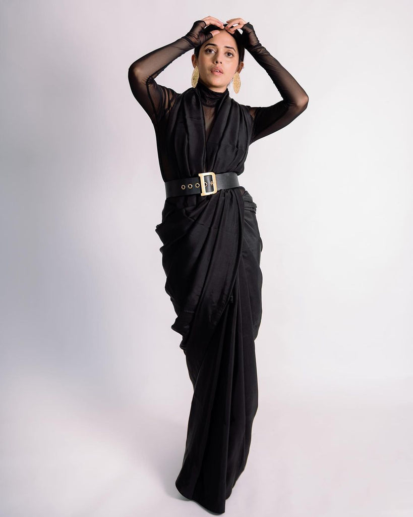 Handwoven Charcoal Black Silk Saree