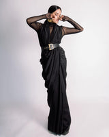 Handwoven Charcoal Black Silk Saree