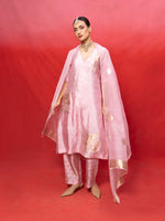 Handwoven Pink Silk Banarasi Suit