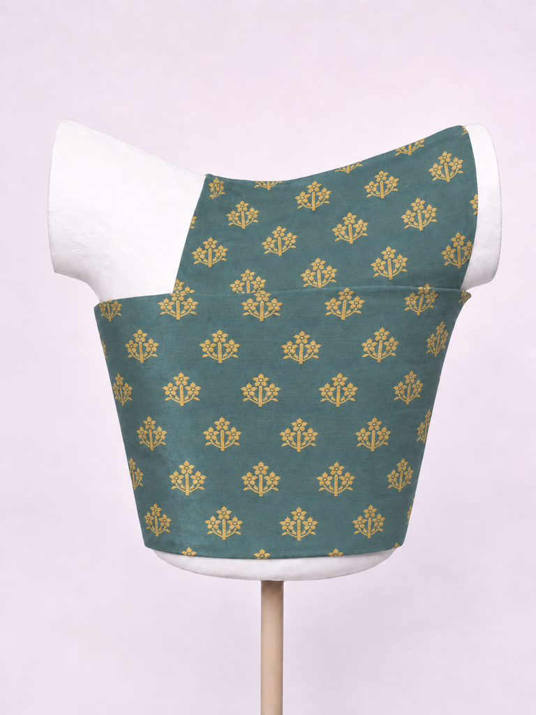Handwoven Sea-Green Kadhwa Banarasi Blouse Fabric