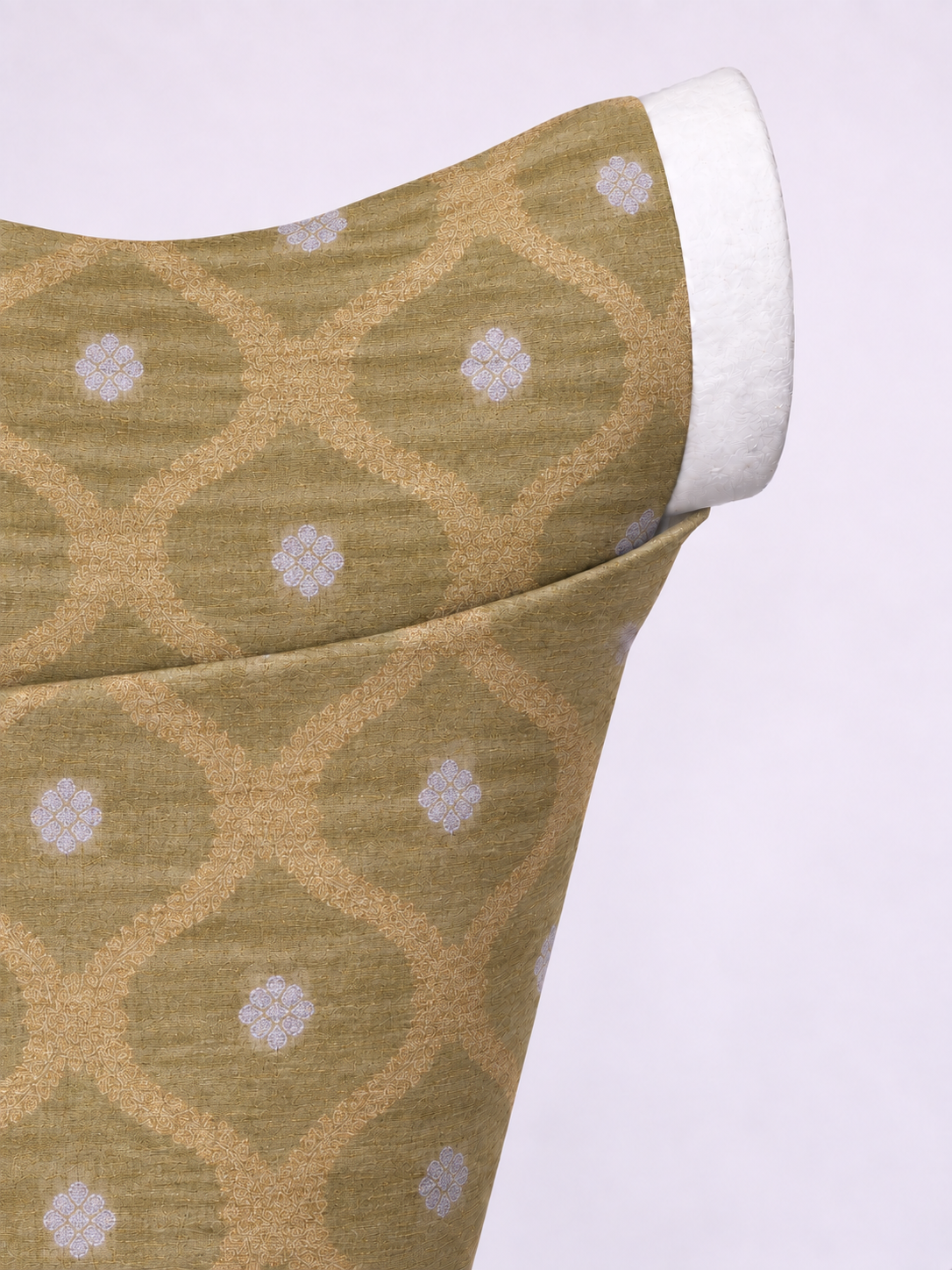 Handwoven Yellow Ochre Cutwork Blouse Fabric