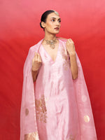 Handwoven Pink Silk Banarasi Suit