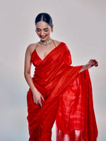 Manushi Chhillar In Handwoven Red Silk Saree