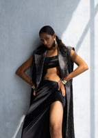 BLACK OYSTER LONG CAPE & DRAPE SKIRT