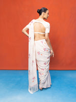 Handwoven Ivory Chiffon Banarasi Saree