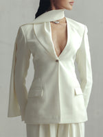 ANTIQUE WHITE SCARF BLAZER