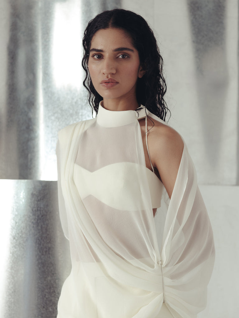 ANTIQUE WHITE CREPE BRALETTE