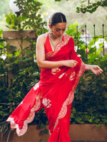 Sayani Gupta in Handwoven Red Silk Saree