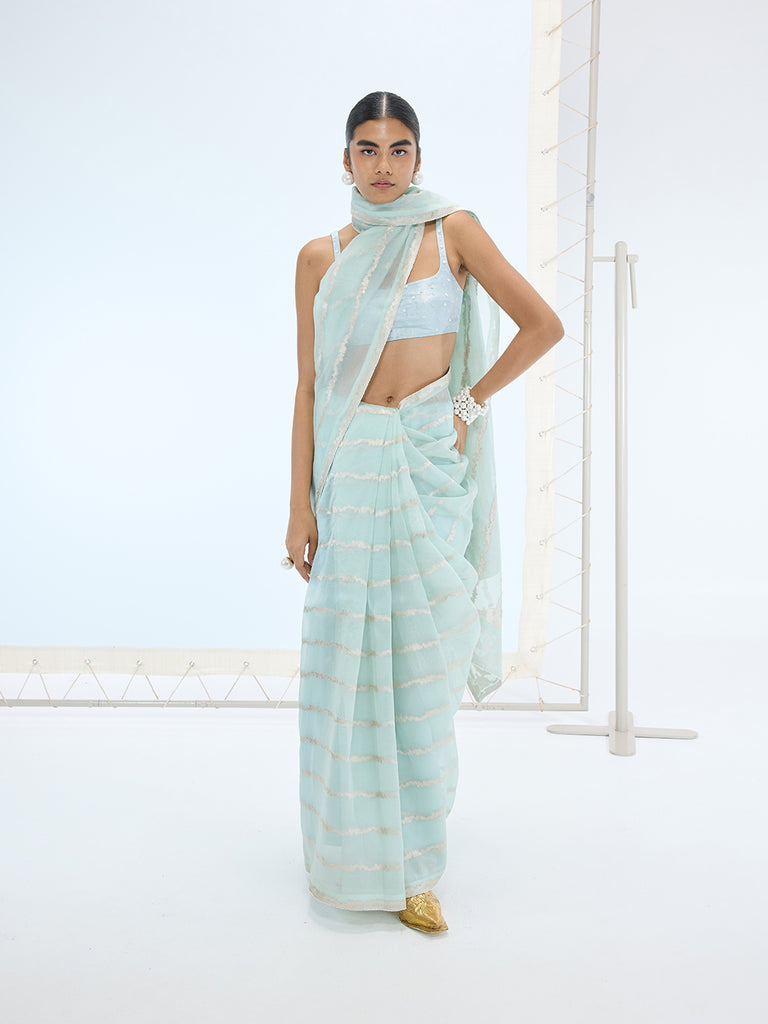 The Eden Saree in Sea Green