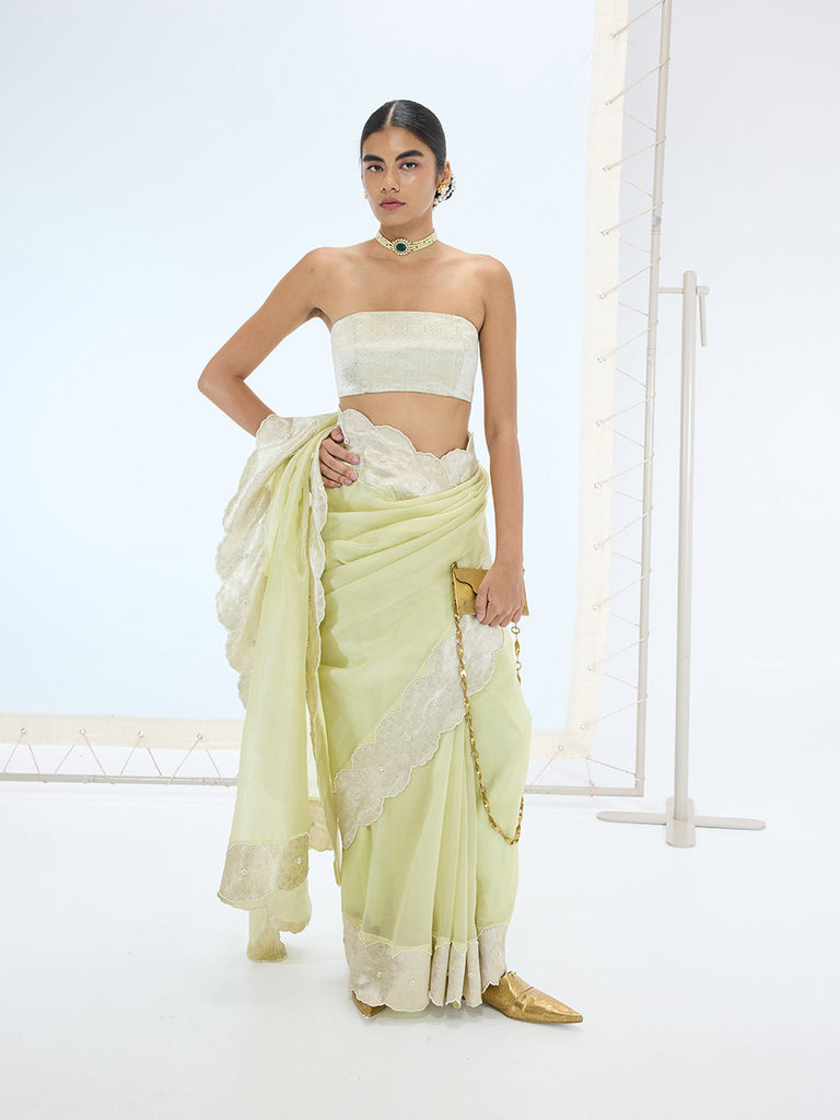The Jane Saree In Pistachio
