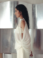 ANTIQUE WHITE ASYMMETRIC GEORGETTE TOP