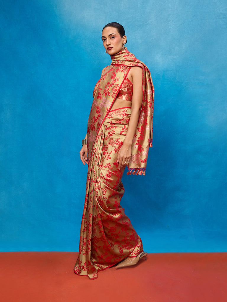 Handwoven Red Silk Banarasi Saree