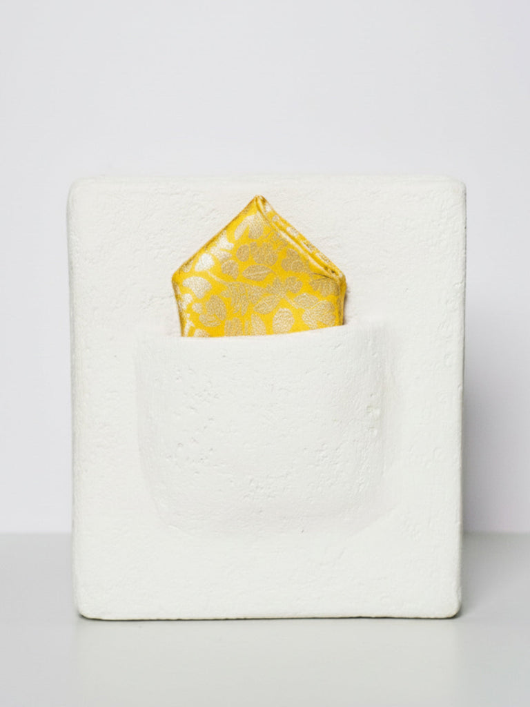 Handwoven Mustard Silk Pocket Square