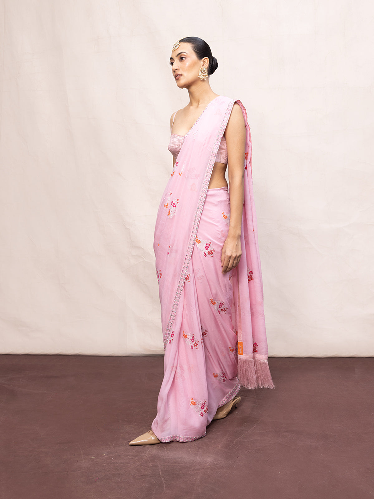 Handwoven Pink Chiffon Banarasi Saree