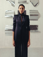 EVENING BLUE FUNNEL NECK JACKET