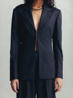 GRAY CONTOURS PINSTRIPE HOURGLASS BLAZER