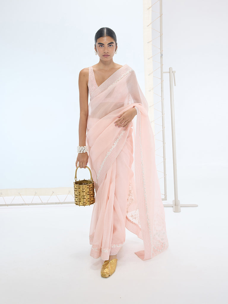 The Stella Saree In Peach