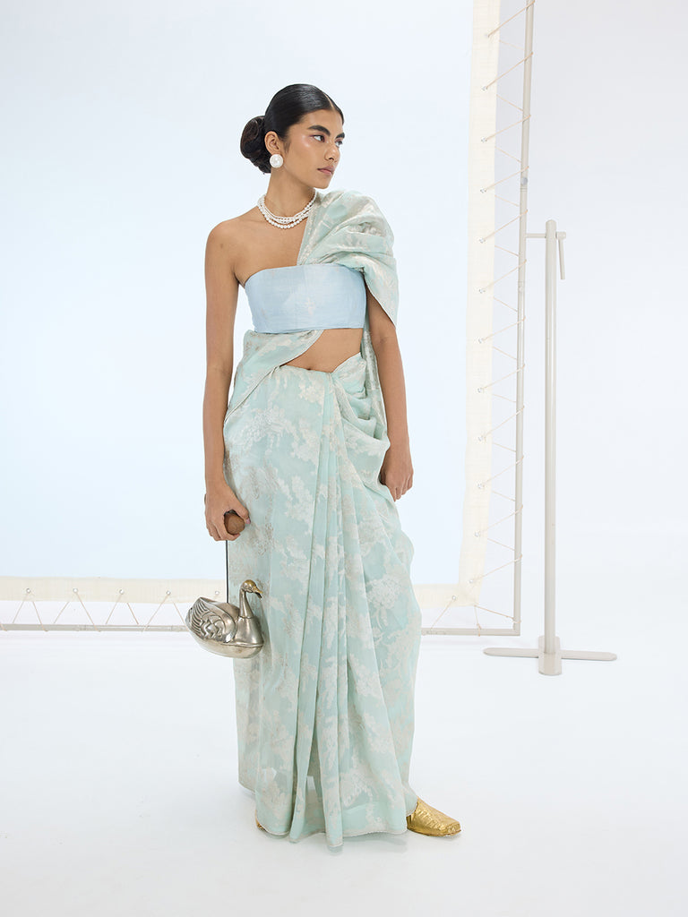 The Diana Saree In Aqua Green