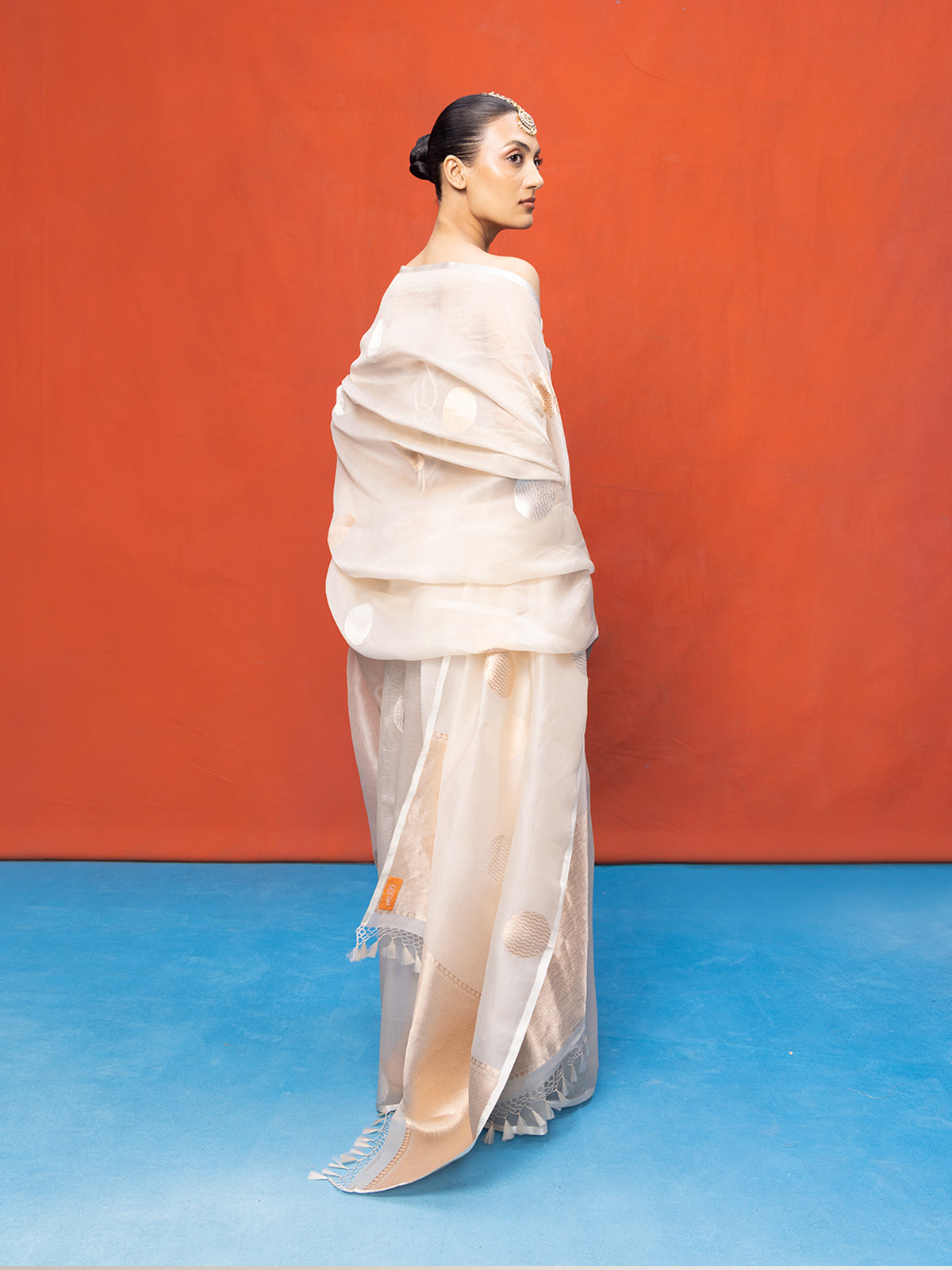 Handwoven Off-White Kora Banarasi Saree