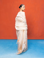 Handwoven Off-White Kora Banarasi Saree