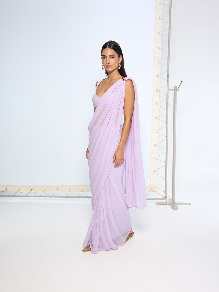 Lilac Movable Brooch Saree