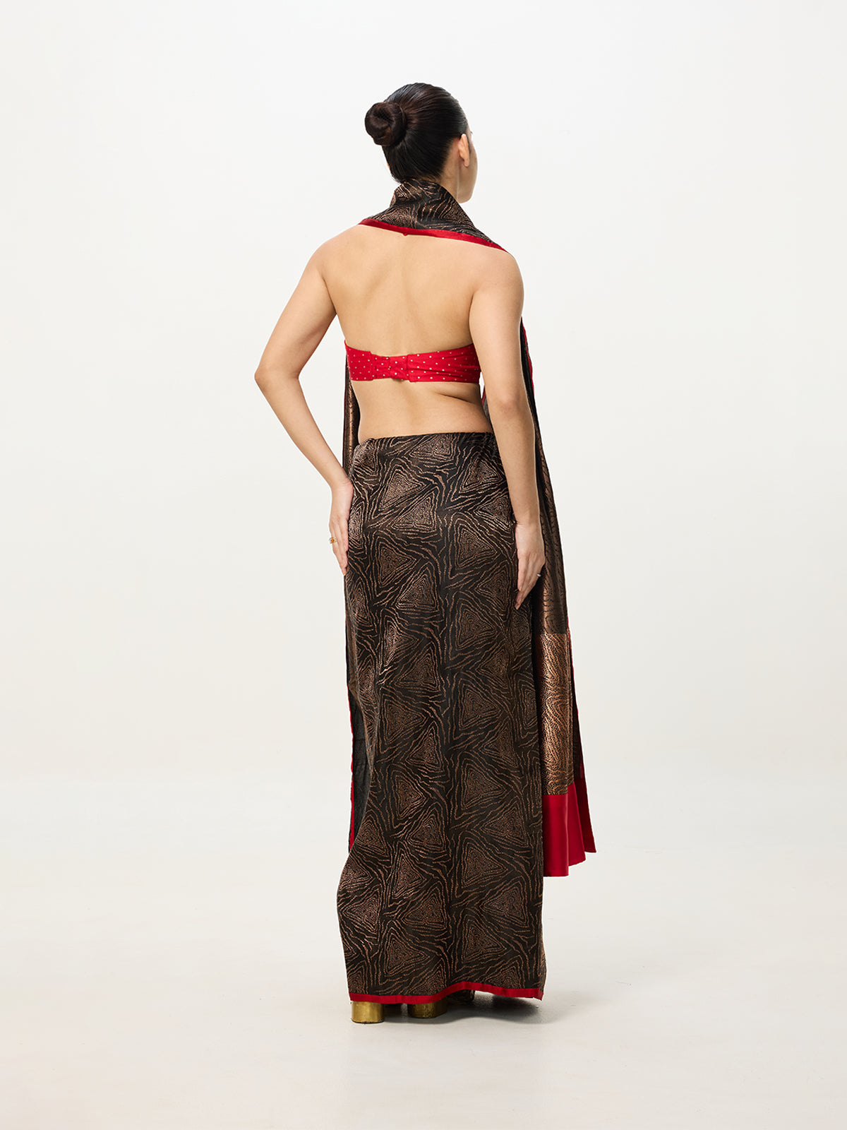 Handwoven Black & Gold Banarasi Emboss Saree